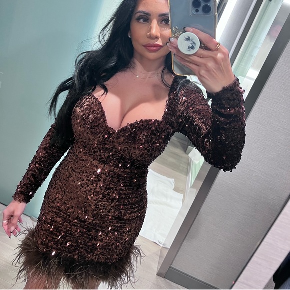 Fashionnova xs sparkly brown dress - Picture 2 of 2